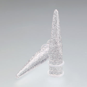 Detail View 1 of A Pair of Glitter UV Acrylic Taper-Clear Gem